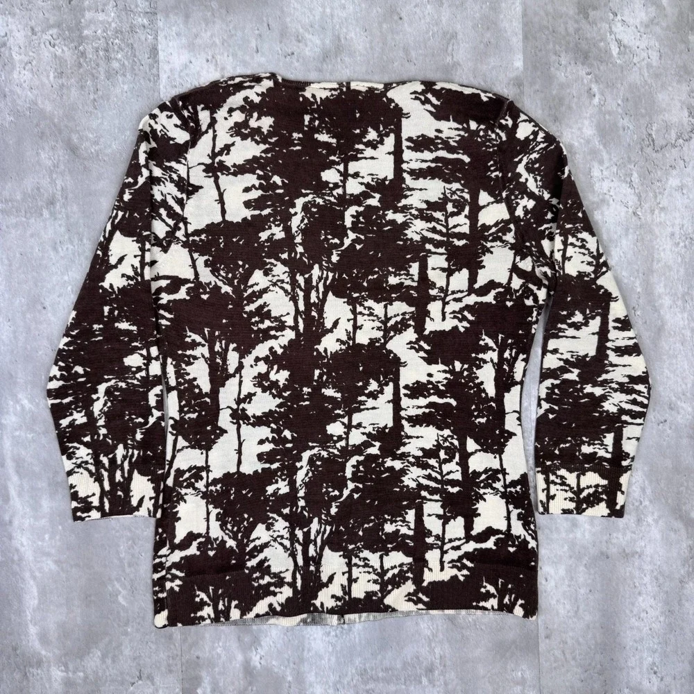 Tory Burch Merino Wool Cardigan‎ Sweater Womens M Abstract Print Button Front